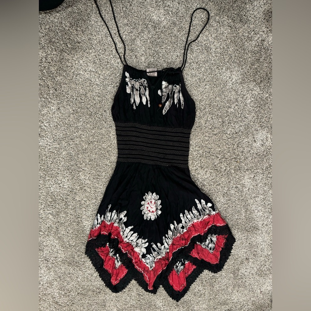 Black and red flowy dress